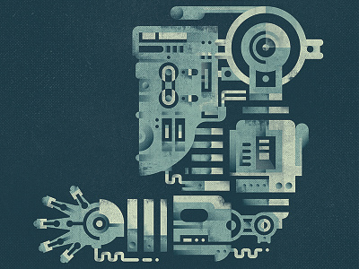 part of an old android android bolt flat design geometric hand machine mechanic old robot texture