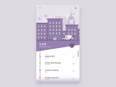 Tasks Timeline app car city clouds flat illustration simple time timeline ui ux