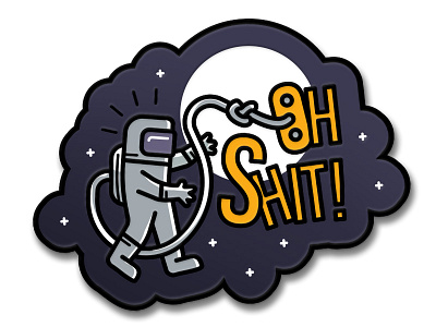 Oh Shit astronaut moon oh pin shit sky space x star