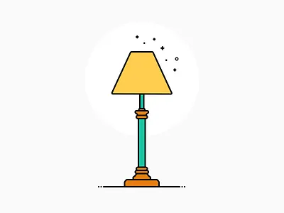 TGC 001 // Old Lamp flat illustration lamp light sketch sparkle vector