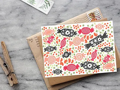Day 9/100 – Sweet Candy card candy design illustration pattern design patterns surface design valentine valentines day
