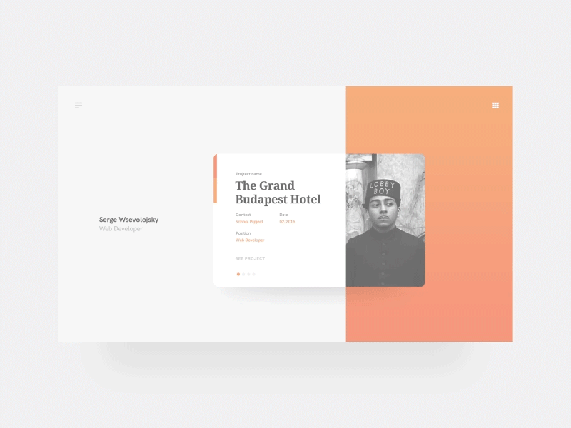 Portfolio animation - Serge Wsevolojsky animation blue cards design gif gradient motion orange portfolio web
