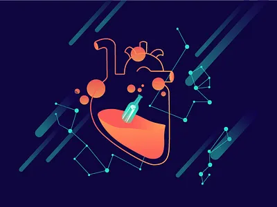 Heart constilation gradient heart icon illustration