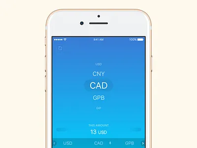 Swipe to exchange for iOS | Prototype app converter exchange ios money