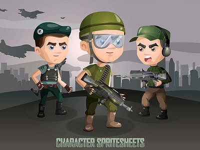 2d Game Soldiers Character Sprites Sheets character gamedev gaming platformer shooter soldier