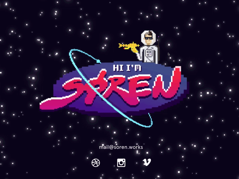 New website! (SPACE THEME!) 8bit astronaut business card laser logo space stars website