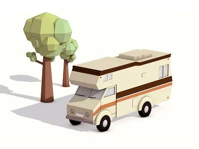 RV 3d cinema4d motorhome rv tree wheels