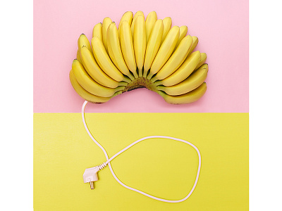 electric banana collage color digital geometry half illustration sketch