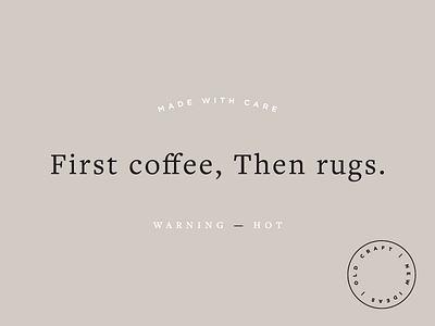 cofee + rugs branding coffee cup rugs swag typography