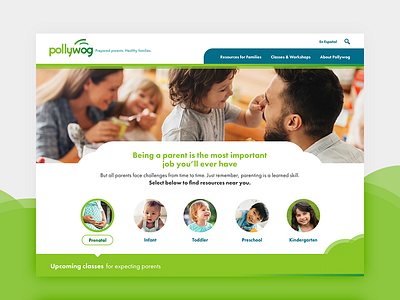 Pollywog Home Page family home page ui ux web web design website