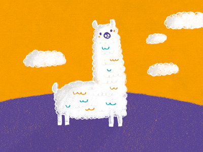 Llama Life animal character clouds cute funny illustration llama loose texture