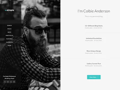 TheSimple - WP Theme - Personal Blog Template personal blog themes ui web design wordpress wordpress theme