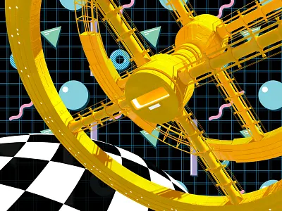 Space Station V in the Memphis Style: Variation 02 3d modeling adobe photoshop cinema 4d