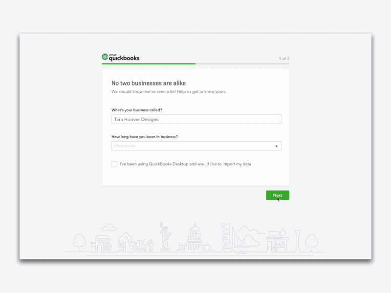 Set Up Flow Prototype animation firstimpression ftu intuit onboard onboarding principle prototype quickbooks signup xd community