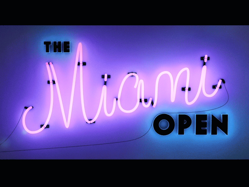 Miami Open 3d ae animation c4d glow neon sign typography