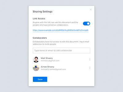 Daily UI #007 – Sharing Settings 007 access collaborators dailyui invite permissions settings share sharing