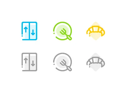Accommodation 004/100 accommodation activate bakery breakfast elevator glyphs hotel icons inactivate kitchen restaurant