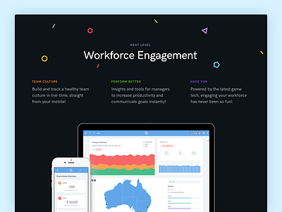 Workforce Engagement app dark typography ui ux