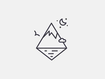 Dreams ver.2 / on white bird clever cloud dream dreams lake line art logo minimal minimalistic mountain mountains