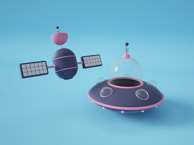 Space #1 3d alien c4d cgi cute illustration octane satellite solar space system ufo