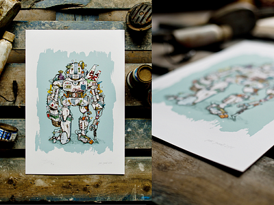 ROBOT02_limited print color drawing mechwarrior pencil robot sketch sketchbook steampunk vector