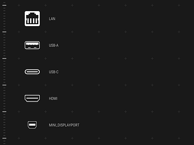 Icons for HUD Display display port grid hdmi hud hud display iconography icons lan mini displayport usb usb type c