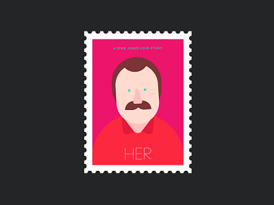 Mustache Movies geometry her illustration movie mustache pink spike jonze stamp