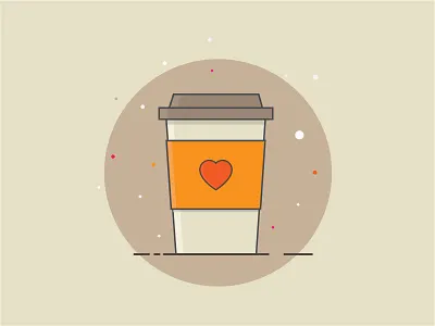I love Coffee coffee cup design flat icon illustrator vector