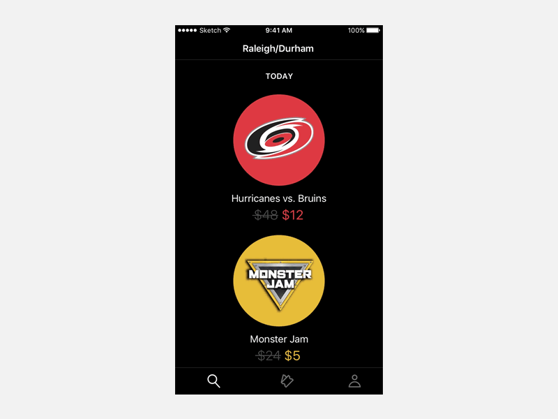 Sportsball app ios principle prototype sports tickets