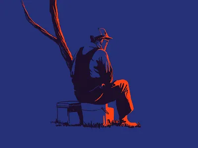 Fisherman color fisher forest illustration light old vector