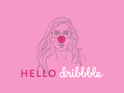 Hello Dribbble clown debut dribbble graphic design hello illustration pink portrait