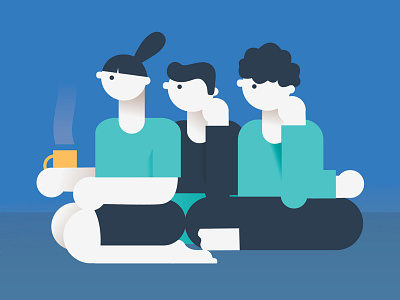 Communications Marketing blue characters coffee friends illustration storytelling