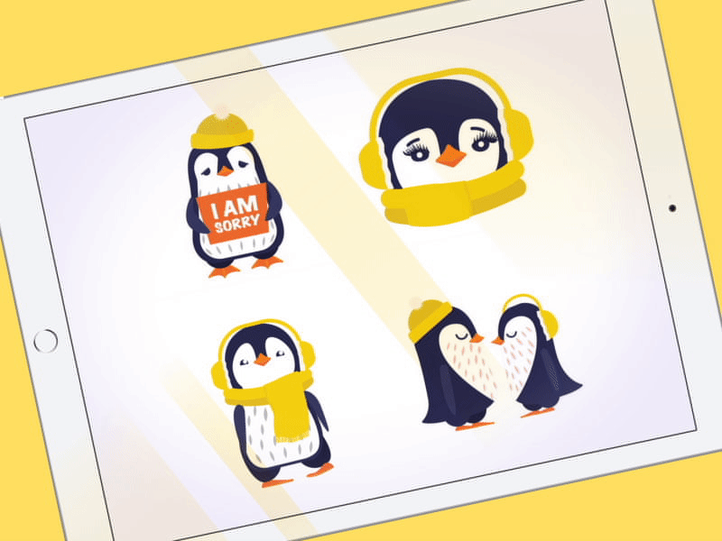 Mojinni Penguins [gif] 2d animation character love mojinni penguin untime