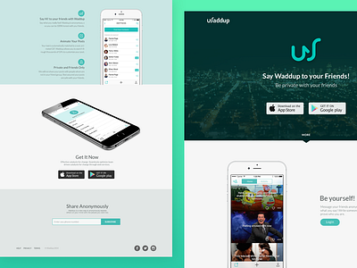 Web App Landing - Waddup app landing ui web