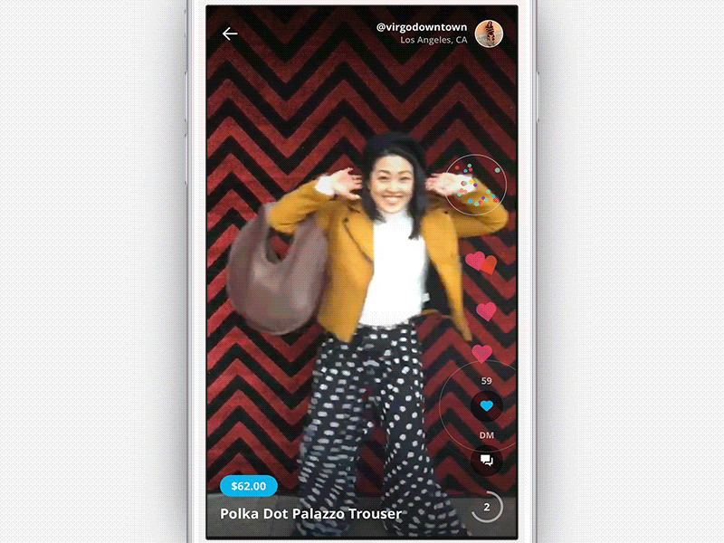 Video Likes e commerce heart hearts interaction like likes liking selling social media stories ui video
