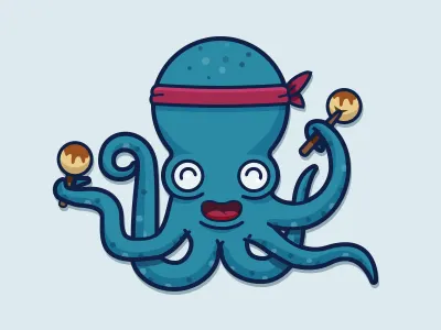 Octopus eye icon illustration light mouth octopus shadow takoyaki