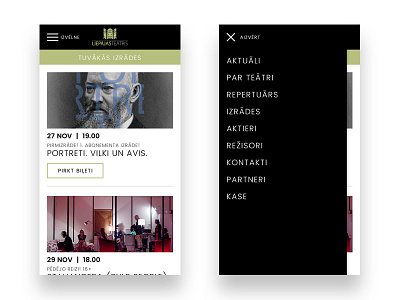 Website proposal for theater clean menu theater web