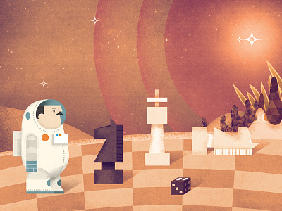 Little astronaut astronaut chess childrensbook colors fairytale fresh illustration surreal vector