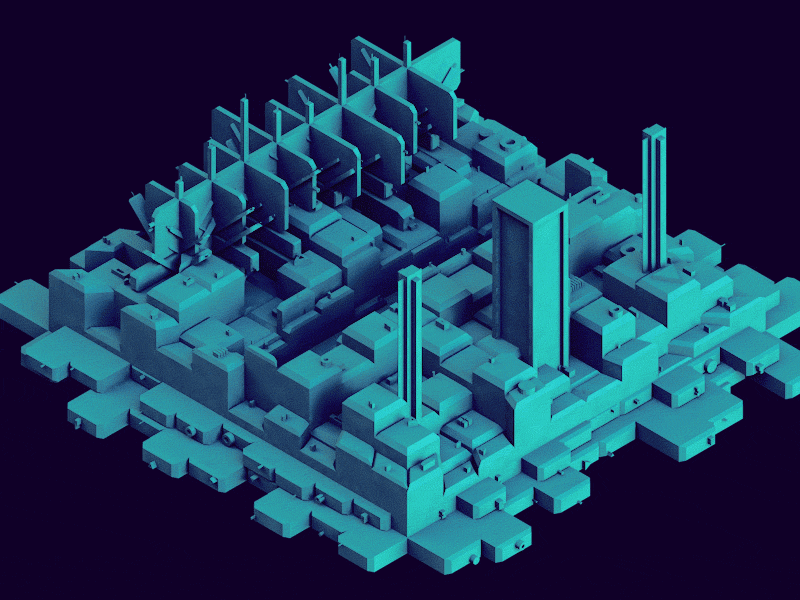 2.5D City 2.5d animation c4d city low poly