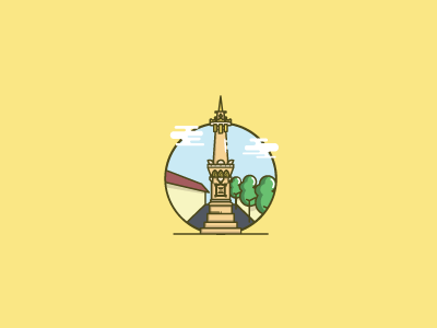 Tugu Jogja artwork flat design graphic design icon illustration line art logo monument outline vector