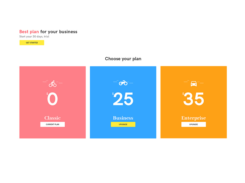 Example of Pricing Plan UI