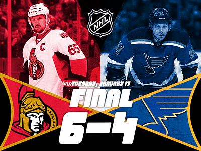 January 17 - Senators vs Blues gameday graphic design hockey ottawa senators st louis blues