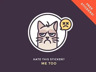 Grumpy Sticker Giveaway! angry cat chat emoji free giveaway grumpy icon illustration outline sad sticker