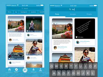Explore in the traveling App app categories explore ios search tags travel ux