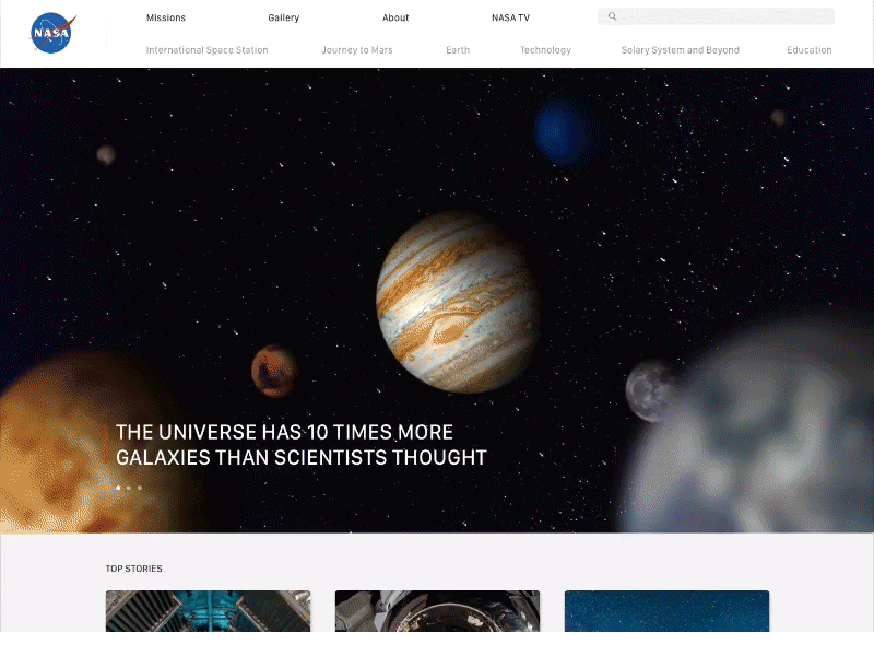 Nasa Landing Page Parallax app desktop gif ios nasa navigation parallax scroll space ui ux web