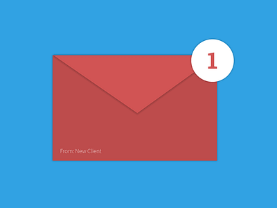 You Have a New Client blue email illustration letter minimal red simple