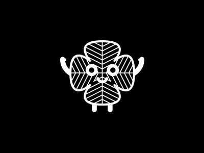 Four-leaf clover pictogram blackandwhite character clover four leaf icon logo mark monochrom outline pictogram