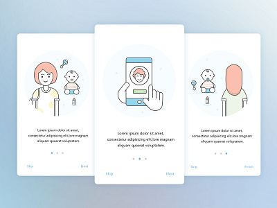 DOOBI App android app blue icons illustrations interface ios mobile onboarding soft ui walkthrough