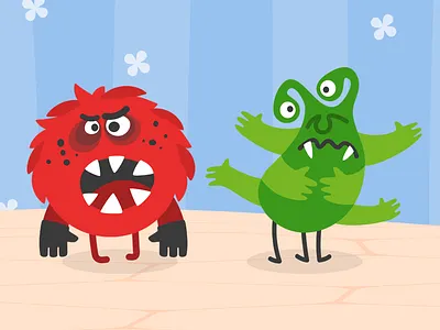 Monsters bacteria character microbe monster virus
