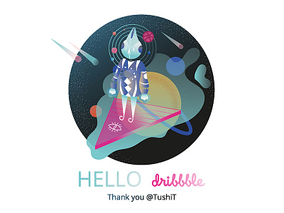 Hello dribbble creative debut dribbble flat hello illustration illustrator vector